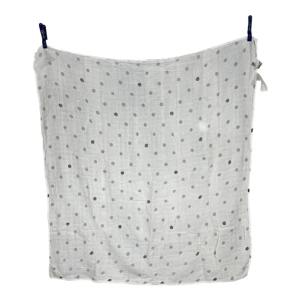 Aden & Anais Gray Tan Polka Dot Muslin Swaddle Baby Blanket 100% Cotton